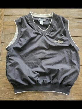 Page & Tuttle Men's Large Golf Wind Vest Black V-Neck Georgia National Golf Club